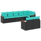 vidaXL 8 Piece Garden Sofa Set with Cushions Black Poly Rattan