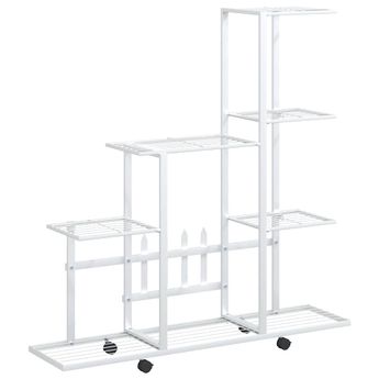 vidaXL Flower Stand with Wheel 37.2"x9.8"x36.4" White Metal
