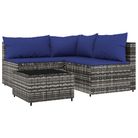 vidaXL 4 Piece Garden Lounge Set with Cushions Grey Poly Rattan