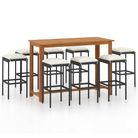 vidaXL 9 Piece Patio Bar Set with Cushions Black