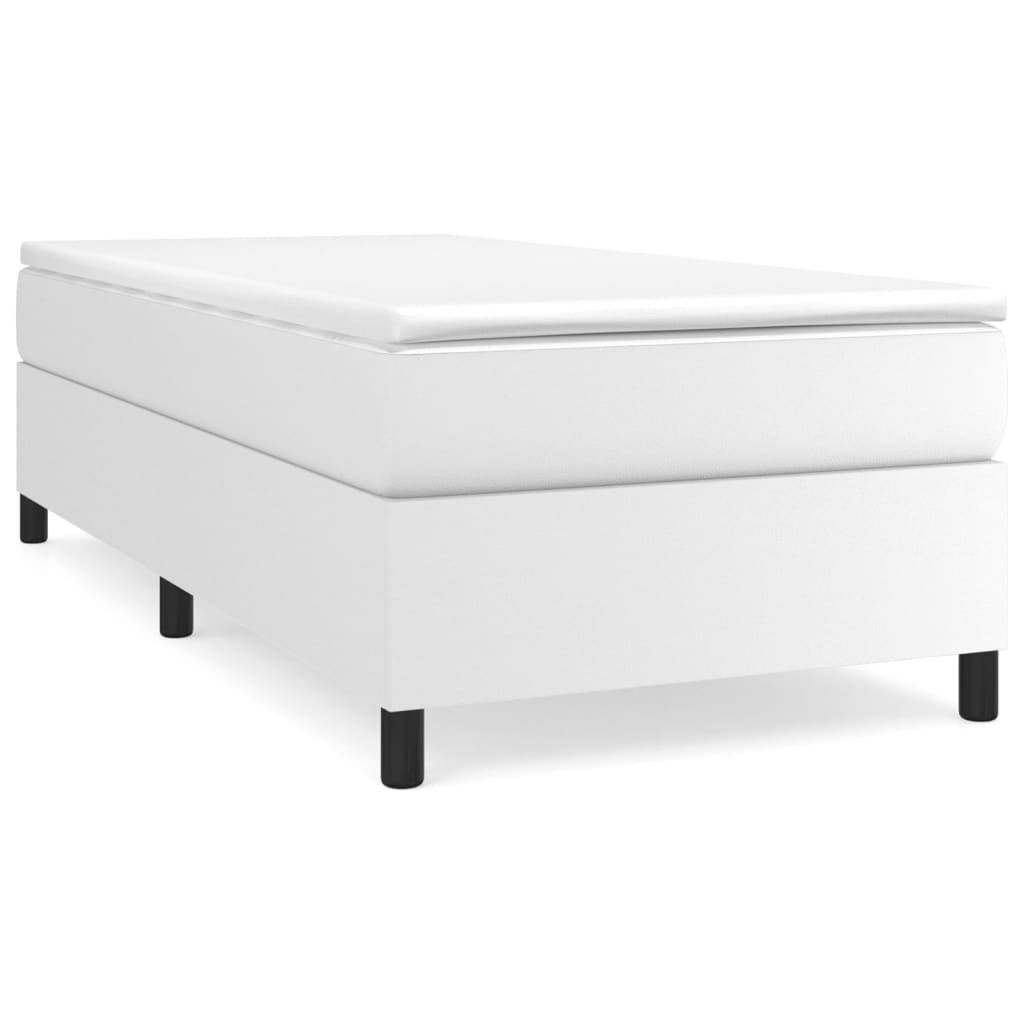 vidaXL Box Spring Bed Frame White Twin Faux Leather (US Only)