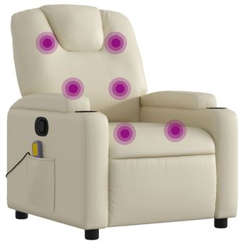 vidaXL Massage Recliner Chair Cream Faux Leather