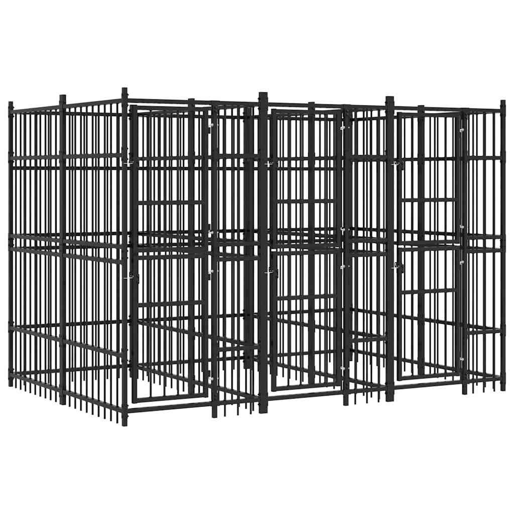 vidaXL Outdoor Dog Kennel Steel 59.5 ftÂ²