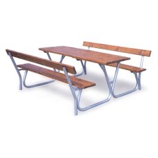 Outdoor table with benches and backrests, 1800 mm