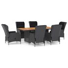 vidaXL 7 Piece Patio Dining Set with Cushions Poly Rattan Dark Gray