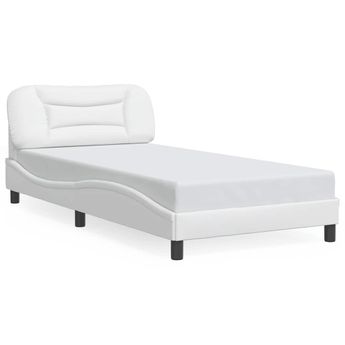 vidaXL Bed Frame without Mattress "Hvar" White 39.4"x74.8" Faux Leather