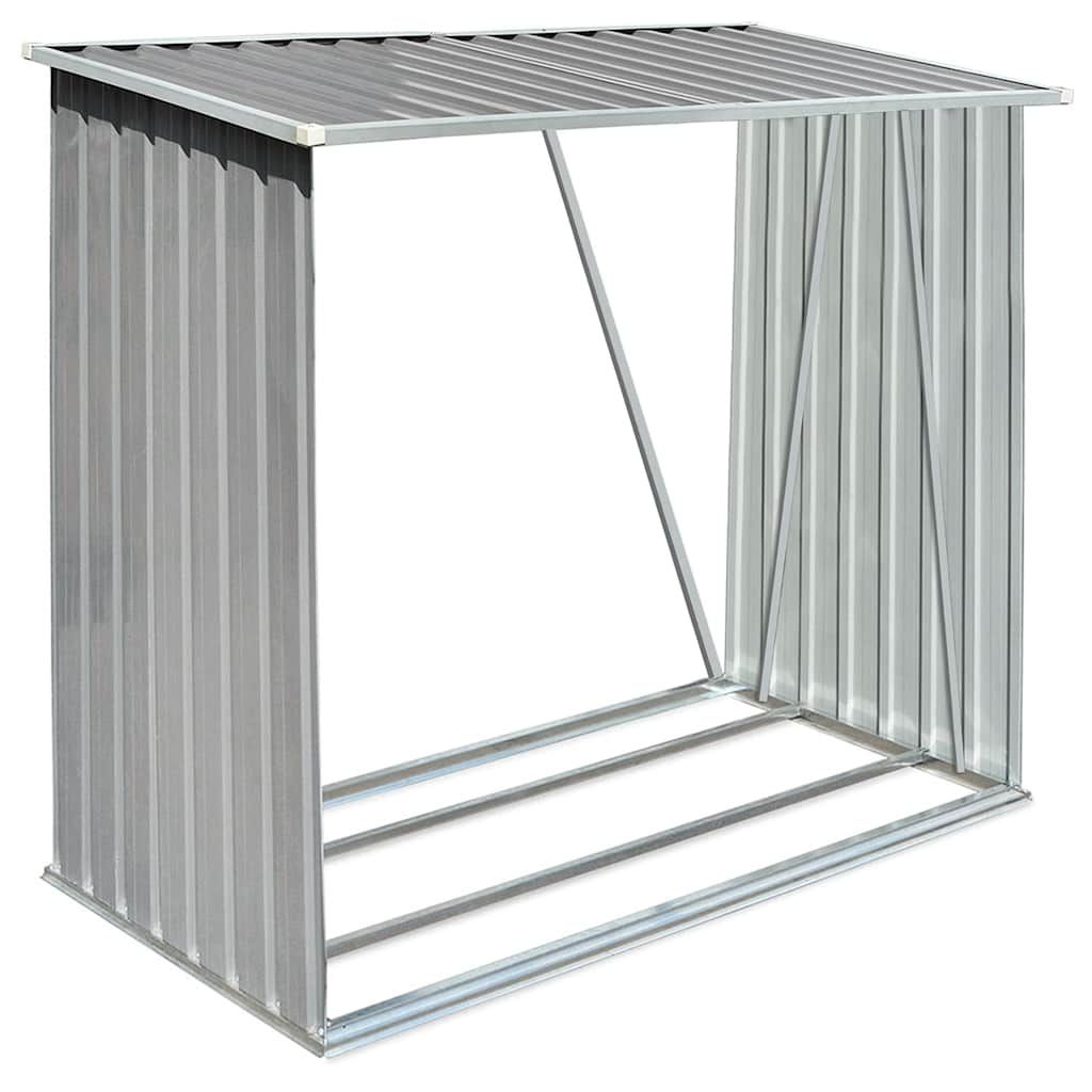 vidaXL Garden Log Storage Shed Galvanized Steel 64.2"x32.7"x60.6" Gray