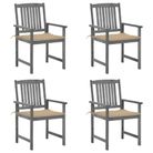 vidaXL Patio Chairs with Cushions 4 pcs Gray Solid Acacia Wood