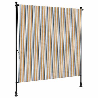 vidaXL Outdoor Roller Blind Yellow and White 150x270 cm Fabric&Steel