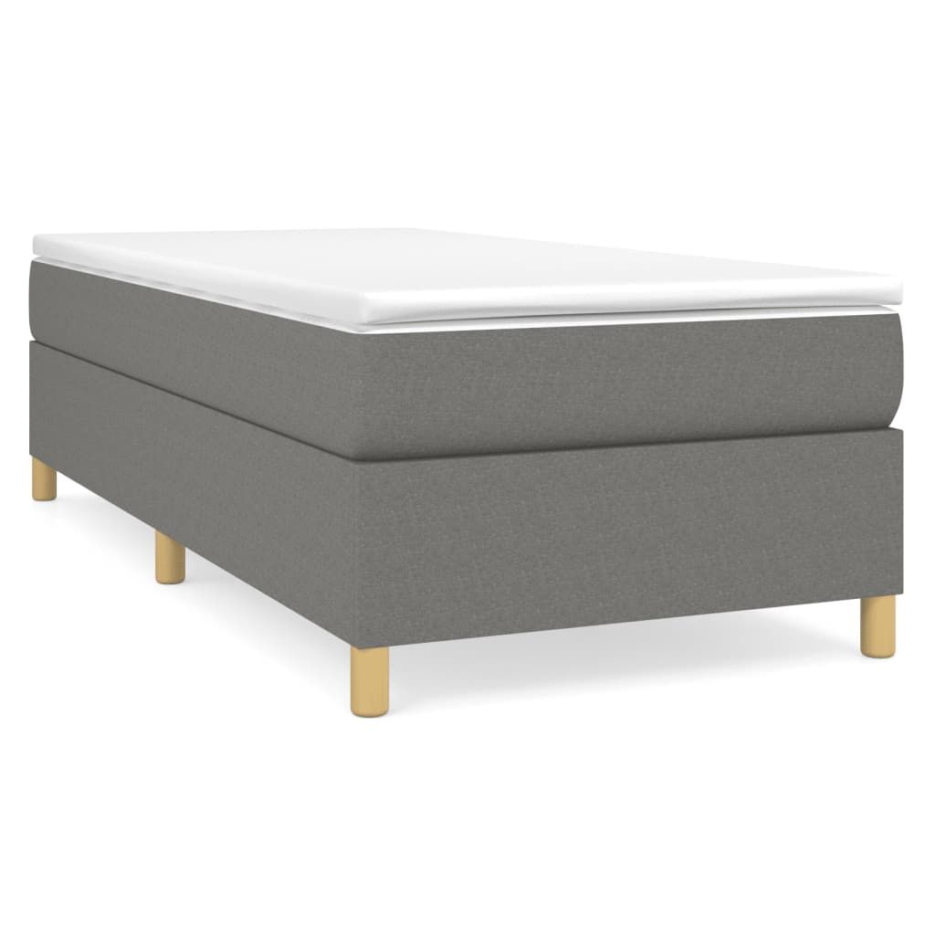 vidaXL Box Spring Bed Frame Dark Grey Twin Fabric (US Only)