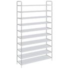 vidaXL Shoe Rack with 10 Shelves Metal and Non-woven Fabric Silver