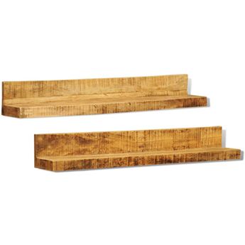vidaXL Solid Wood Wall Mounted Display Shelf 2 pcs