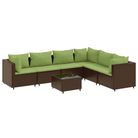 vidaXL 7 Piece Garden Lounge Set with Cushions Brown Poly Rattan