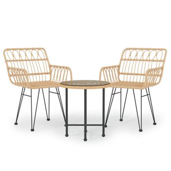 vidaXL 3 Piece Garden Dining Set Poly Rattan