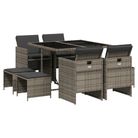 vidaXL 9 Piece Patio Dining Set with Cushions Gray Poly Rattan