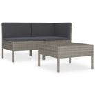 vidaXL 3 Piece Garden Lounge Set with Cushions Poly Rattan Grey