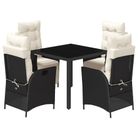 vidaXL 5 Piece Garden Dining Set with Cushions Black Poly Rattan