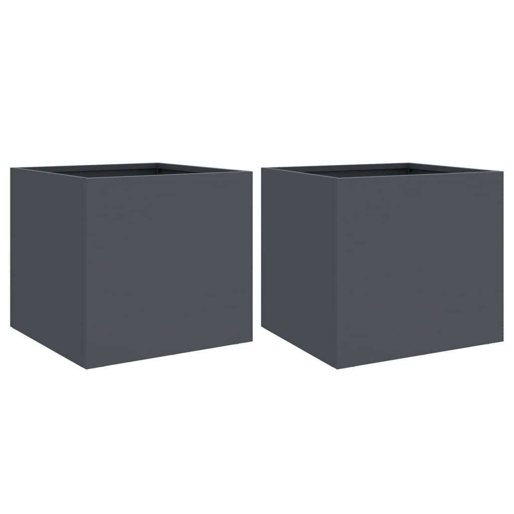 vidaXL Planters 2 pcs Anthracite 12.6"x11.8"x11.4" Steel
