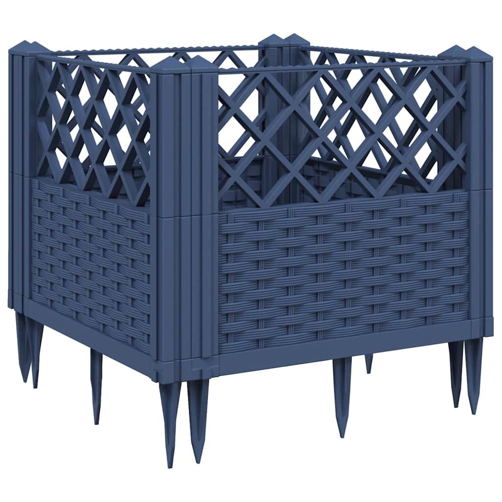 vidaXL Garden Planter with Pegs Blue Gray 17.1"x17.1"x17.1" PP