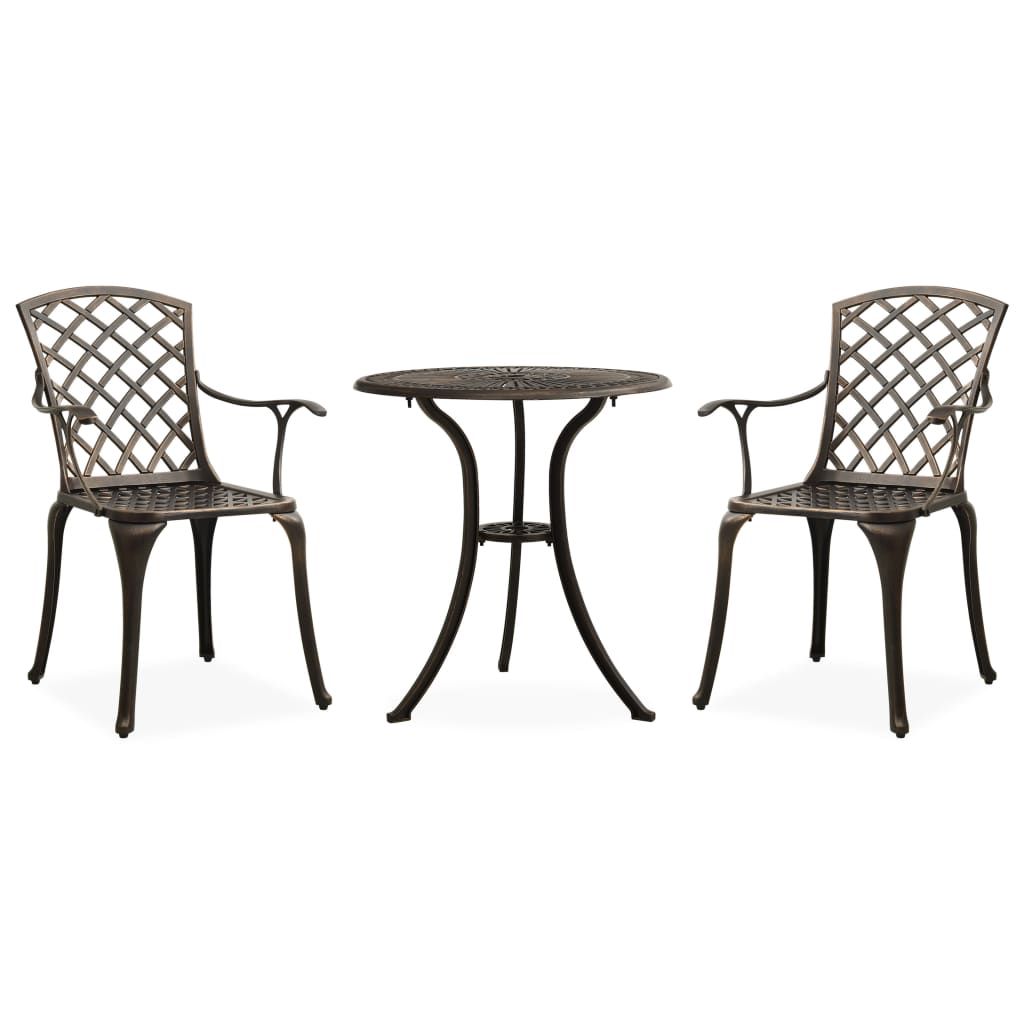 vidaXL 3 Piece Bistro Set Cast Aluminium Bronze