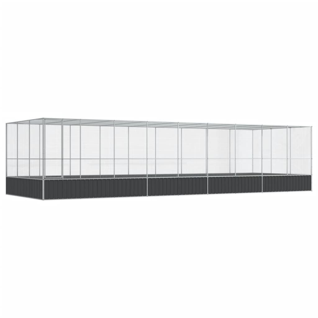 vidaXL Aviary with Extension Silver 366.9"x120.9"x83.5" Steel