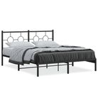 vidaXL Metal Bed Frame without Mattress with Headboard Black 59.1"x78.7"