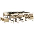 vidaXL 13 Piece Patio Dining Set with Cushions Beige Poly Rattan