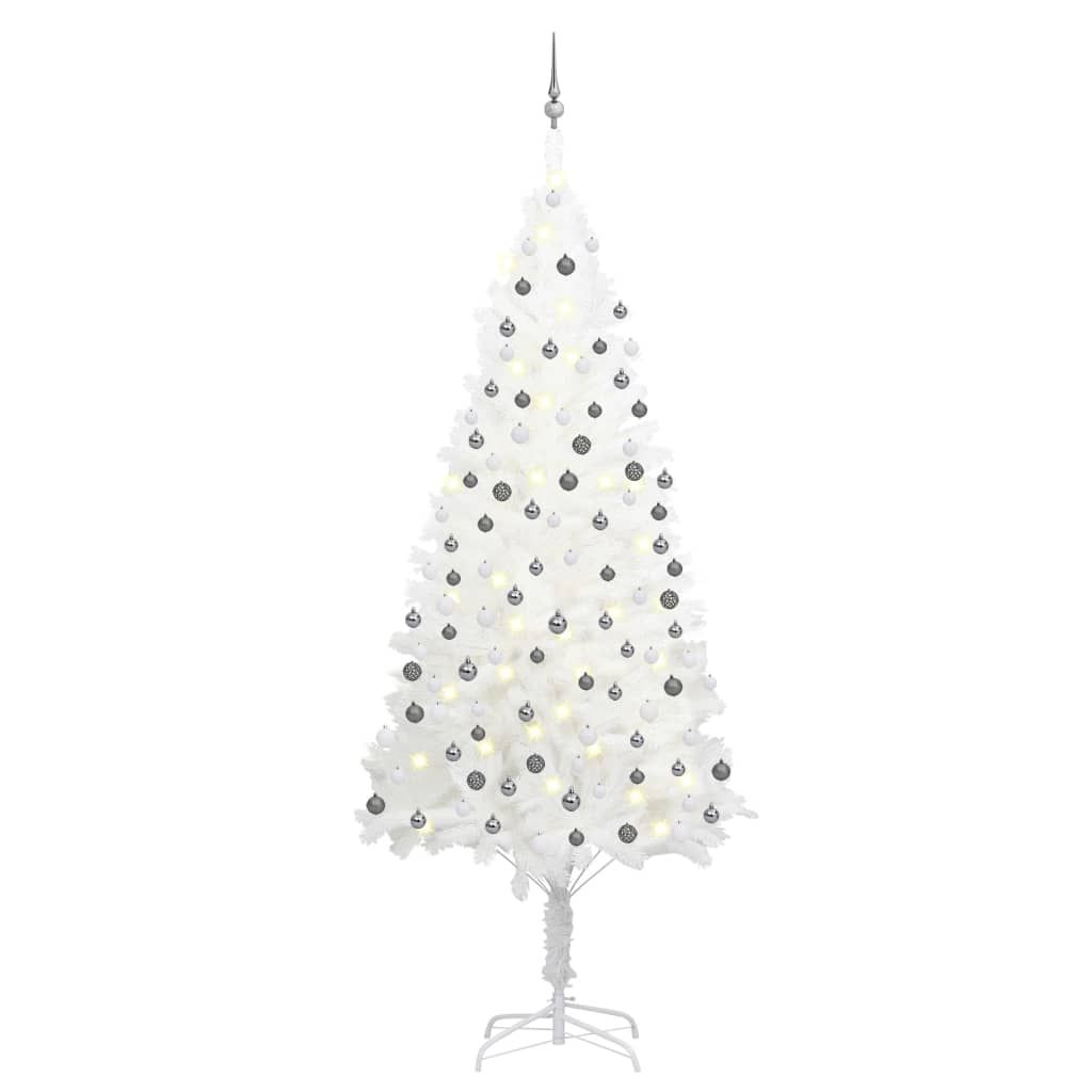 vidaXL Artificial Pre-lit Christmas Tree with Ball Set White 94.5"