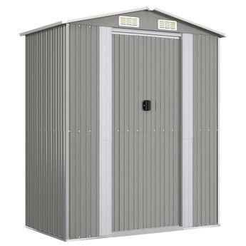 vidaXL Garden Shed Light Grey 192x108x223 cm Galvanised Steel