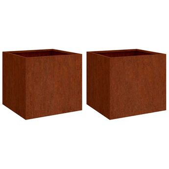 vidaXL Planters 2 pcs 16.5"x15.7"x15.4" Corten Steel