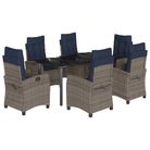 vidaXL 7 Piece Garden Dining Set with Cushions Grey Poly Rattan