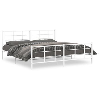 vidaXL Metal Bed Frame without Mattress with Footboard White 76"x79.9"