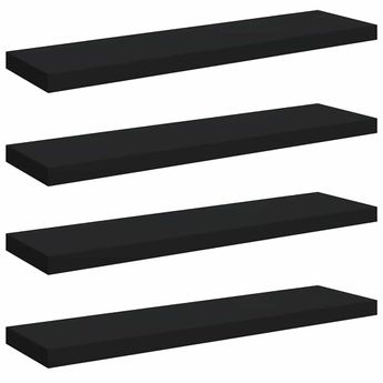 vidaXL Floating Wall Shelves 4 pcs Black 35.4"x9.3"x1.5" MDF