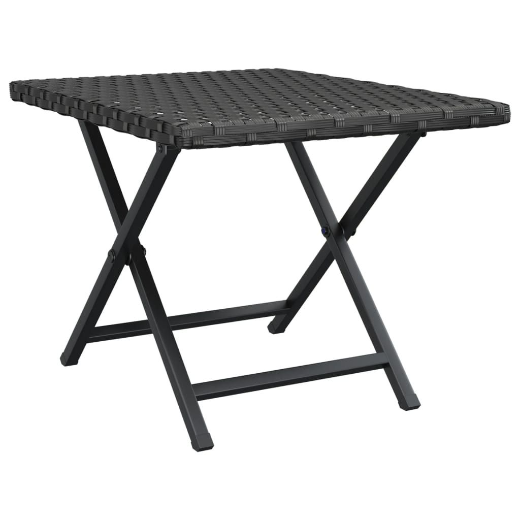 vidaXL Folding Table Black 17.7"x13.8"x12.6" Poly Rattan