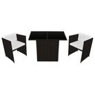 vidaXL 3 Piece Bistro Set with Cushions Poly Rattan Brown