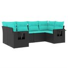 vidaXL 6 Piece Garden Sofa Set with Cushions Black Poly Rattan