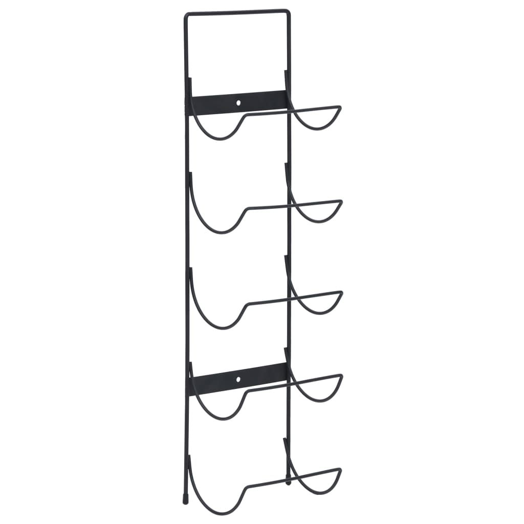 vidaXL Wall Mounted Wine Rack for 5 Bottles Black Iron