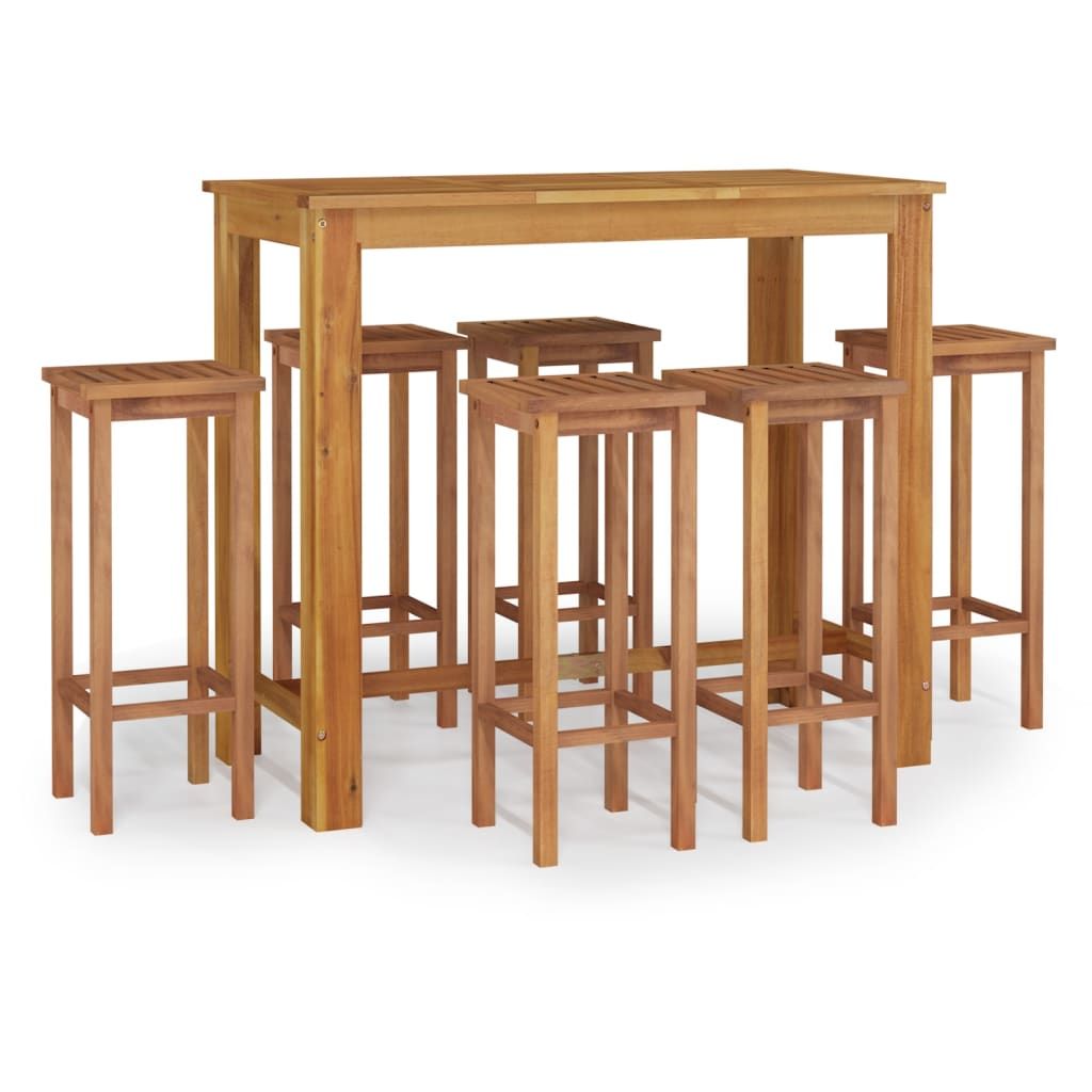 vidaXL 7 Piece Patio Bar Set Solid Wood Acacia