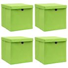 vidaXL Storage Boxes with Lids 4 pcs Green 32x32x32 cm Fabric
