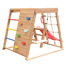 Wooden garden playground with slide, brown/mix of colors, FANKY