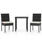 vidaXL 3 Piece Garden Dining Set Poly Rattan Black