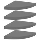vidaXL Floating Corner Shelves 4 pcs High Gloss Grey 35x35x3.8 cm MDF