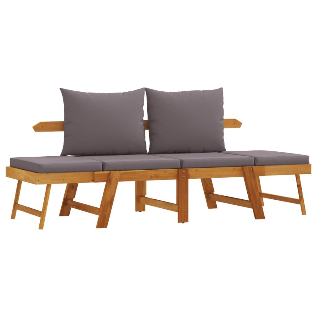 vidaXL Garden Bench with Cushions 2-in-1 Solid Wood Acacia