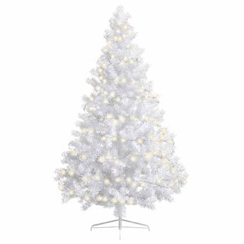 vidaXL Artificial Half Pre-lit Christmas Tree with Stand White 70.9" PVC