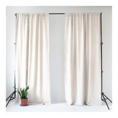 Cream-white linen curtain with a tunnel Linen Tales Night Time, 250 x 140 cm
