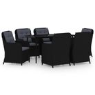 vidaXL 7 Piece Patio Dining Set Black