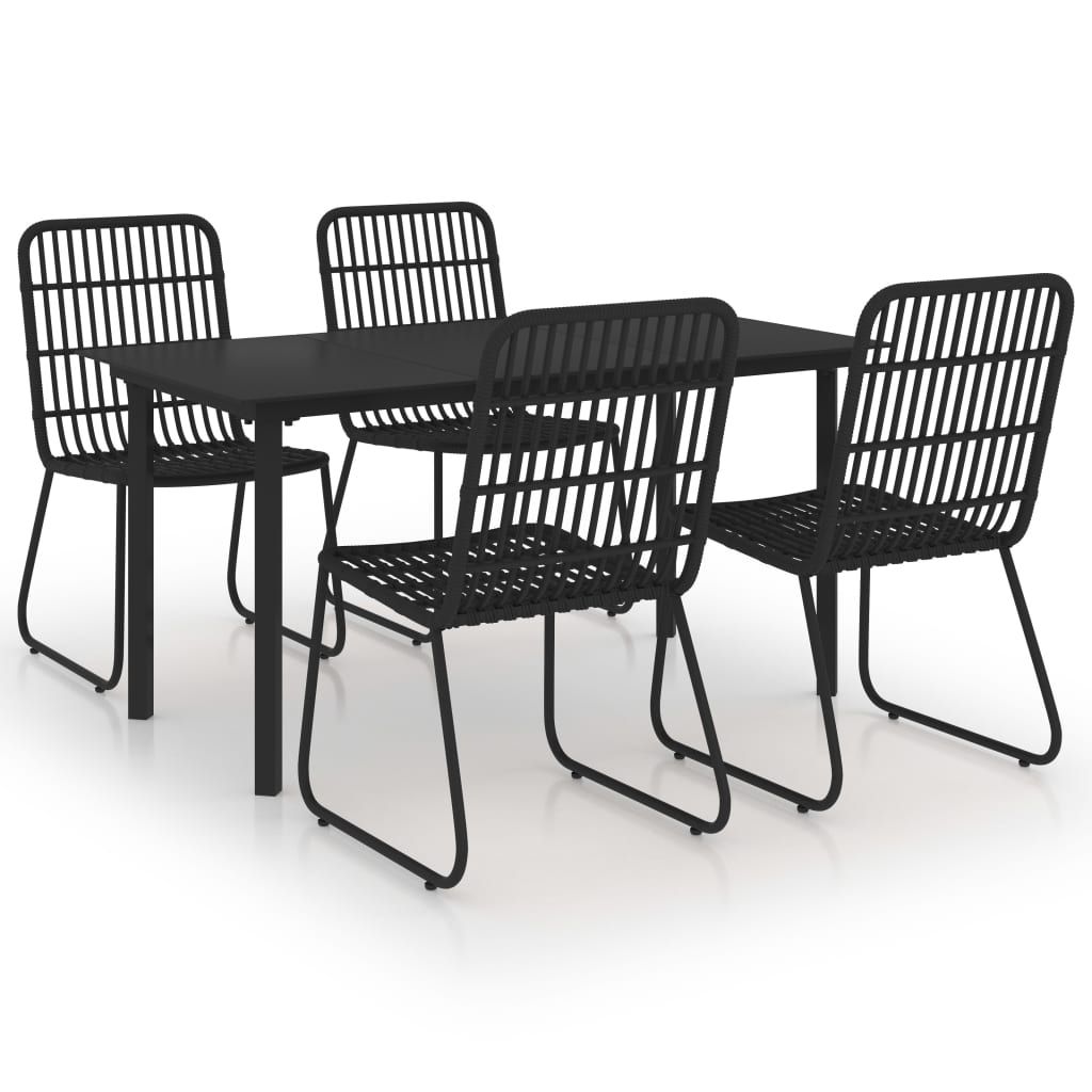 vidaXL 5 Piece Outdoor Dining Set Poly Rattan and Glass