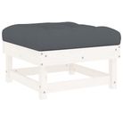 vidaXL Patio Footstool with Cushion White Solid Wood Pine