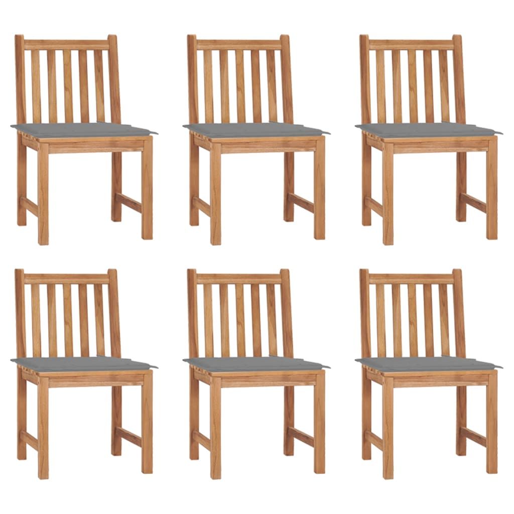 vidaXL Patio Chairs 6 pcs with Cushions Solid Teak Wood