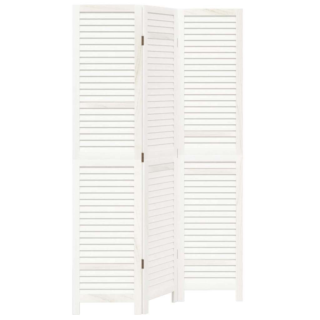 vidaXL Room Divider 3 Panels White Solid Wood Paulownia